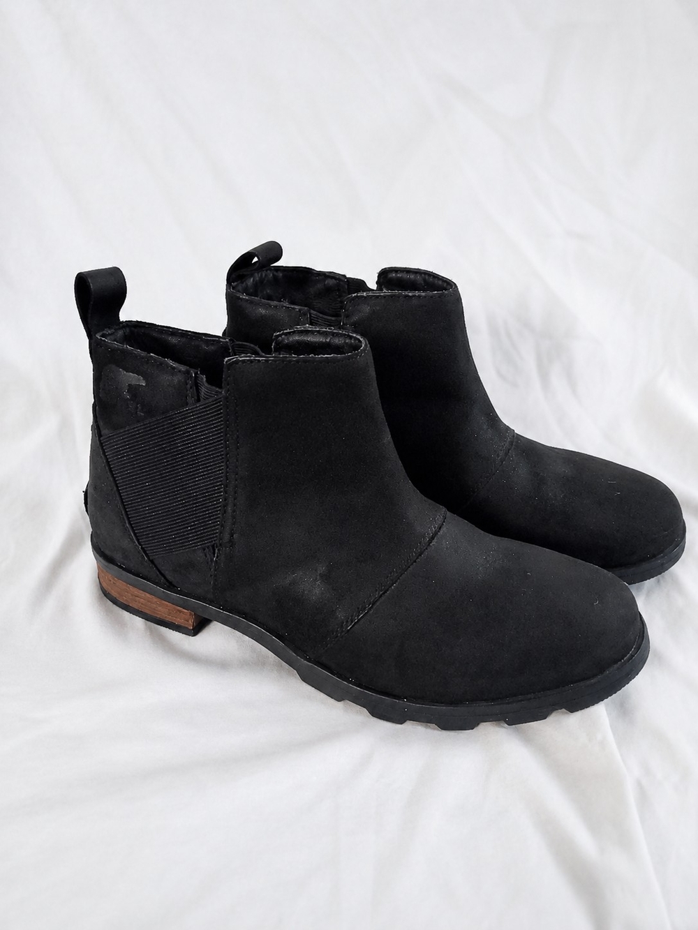 SOREL Black Chelsea Ankle Boots Women's US 8.5 Waterproof Suede Leather Slip On